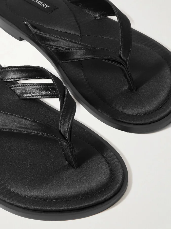 A Emery - Morgan Satin Flip Flops - Black - Image 4