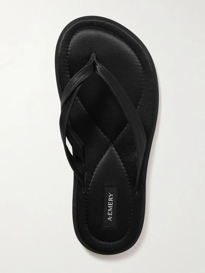 A Emery - Morgan Satin Flip Flops - Black - Image 5