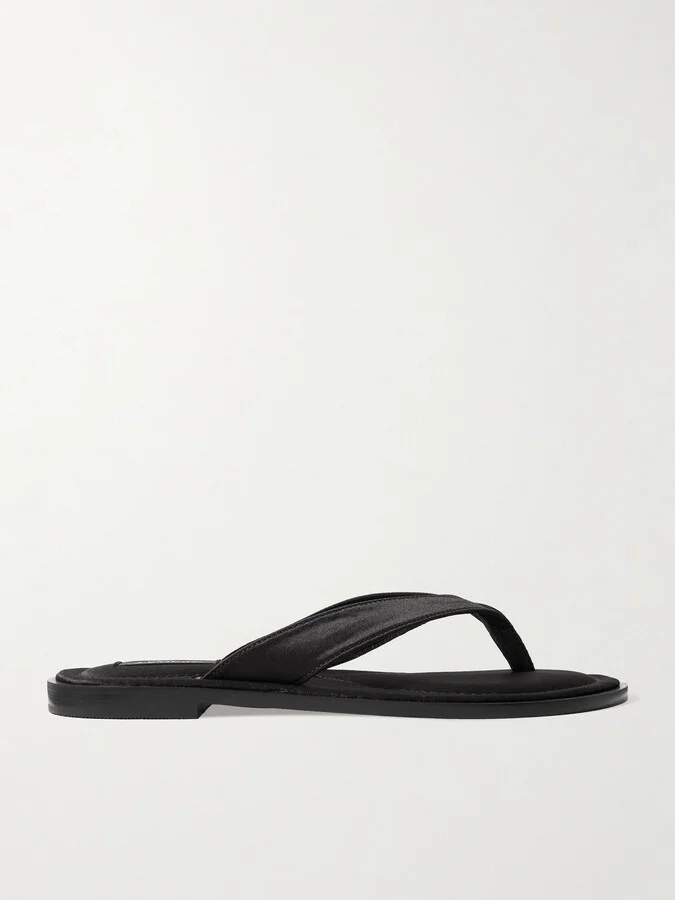A Emery - Morgan Satin Flip Flops - Black