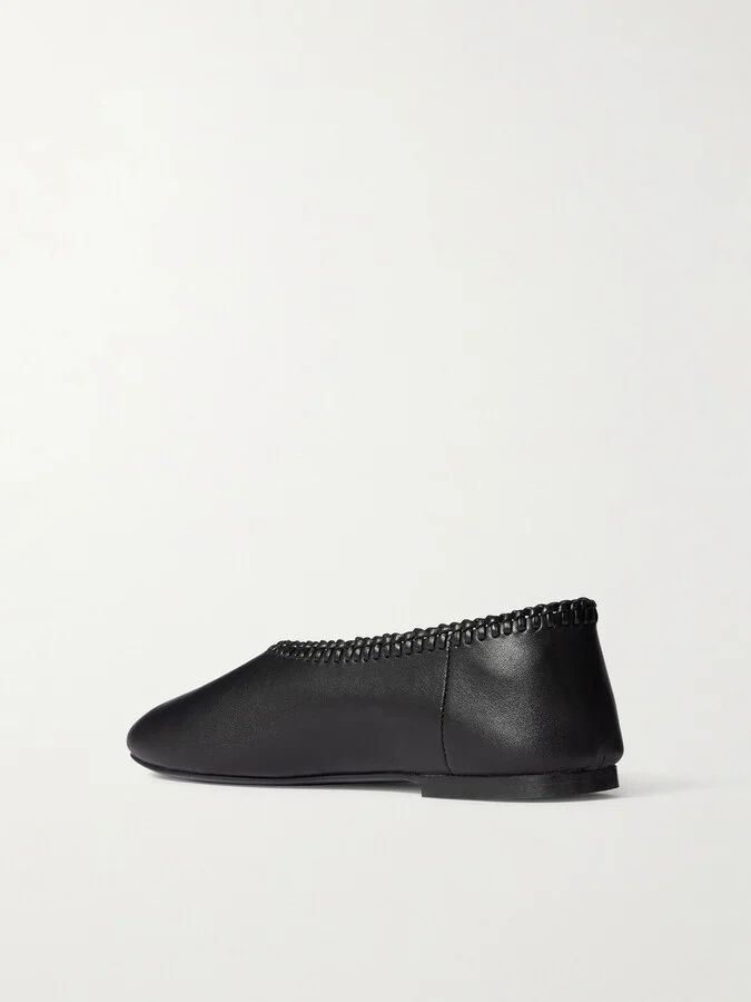 A Emery - Park Braided Leather Ballet Flats - Black - Image 3