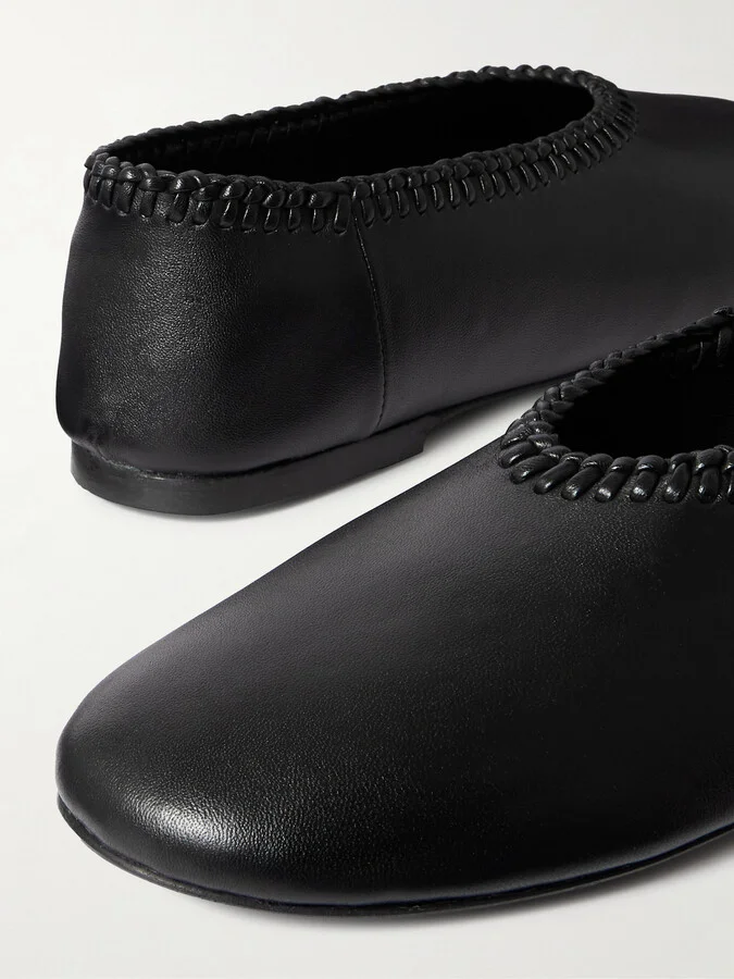 A Emery - Park Braided Leather Ballet Flats - Black - Image 4