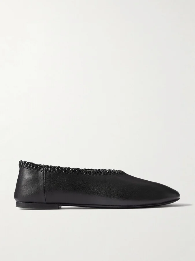A Emery - Park Braided Leather Ballet Flats - Black