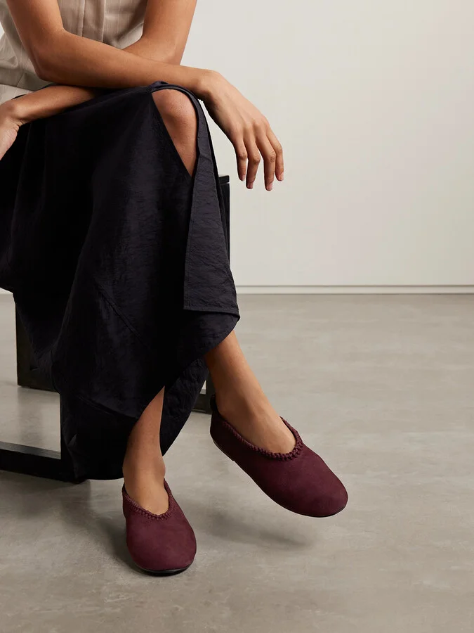 A Emery - Park Braided Suede Ballet Flats - Burgundy - Image 2