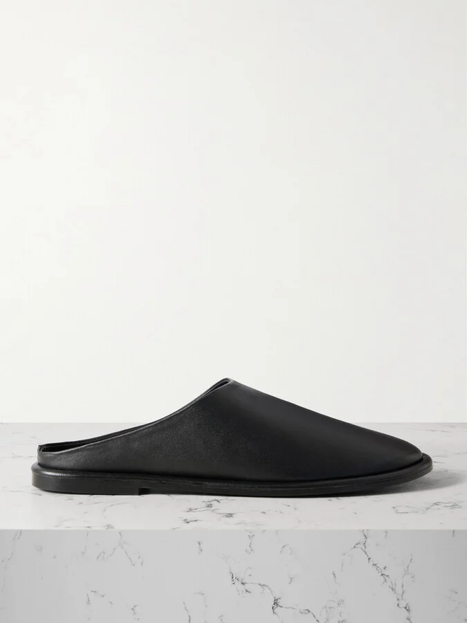A Emery - Spencer Leather Slippers - Black