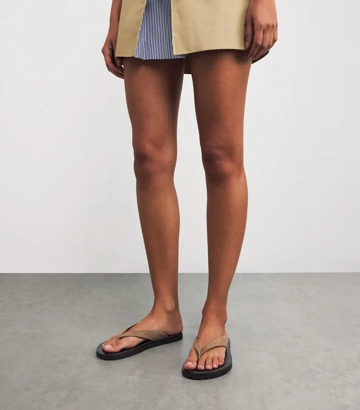 A.Emery Suede Flora Flip Flops - Image 2