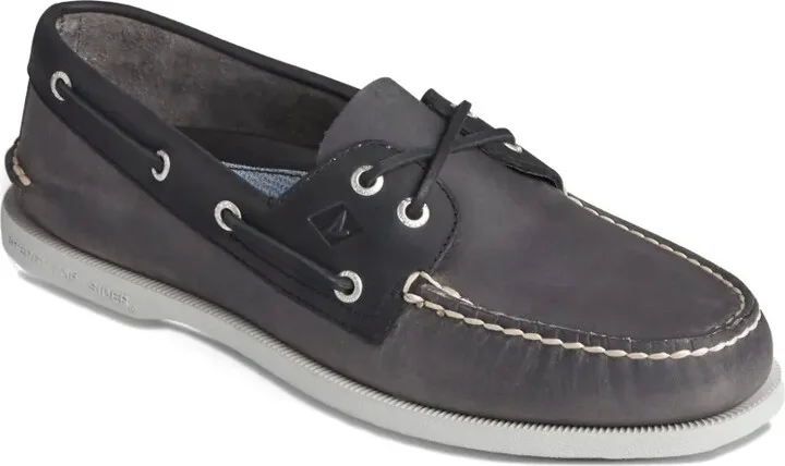 A/O 2 Eye leather "Grey/Black" boat shoes - Image 2