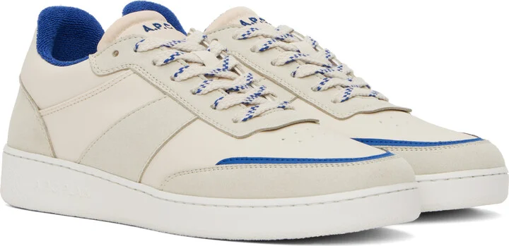A.P.C. Off-White & Blue Plain Sneakers - Image 4