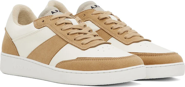 A.P.C. White & Beige Plain Sneakers - Image 4
