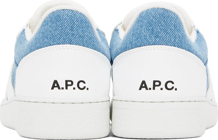A.P.C. White & Blue Plain Sneakers - Image 2