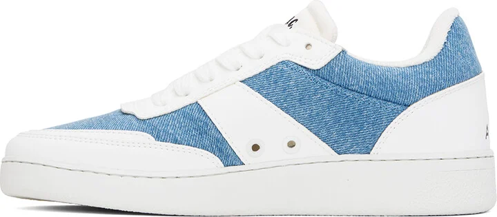 A.P.C. White & Blue Plain Sneakers - Image 3