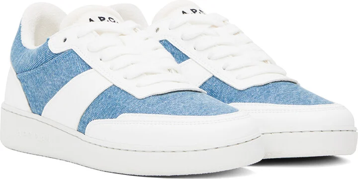 A.P.C. White & Blue Plain Sneakers - Image 4