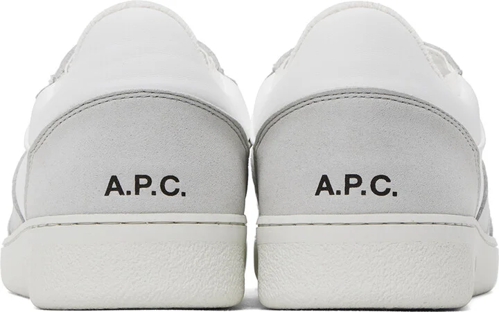 A.P.C. White & Gray Plain Sneakers - Image 2