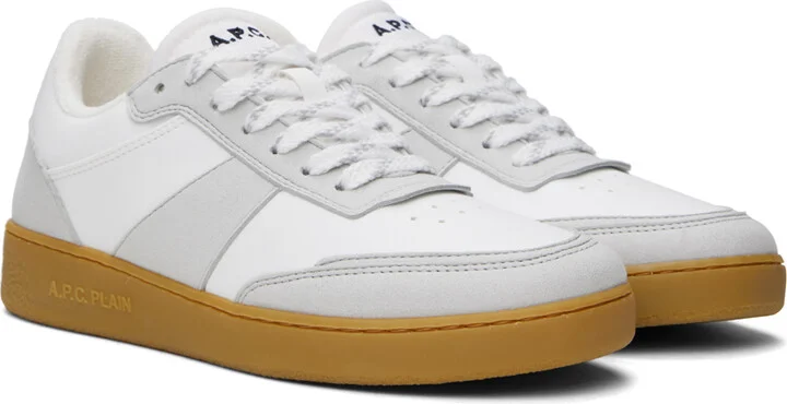 A.P.C. White & Gray Plain Sneakers - Image 4