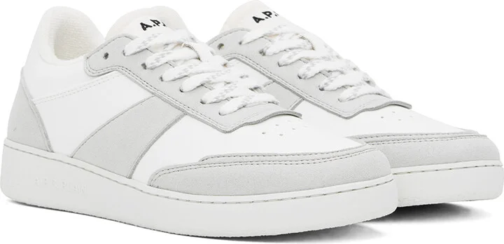 A.P.C. White & Gray Plain Sneakers - Image 4