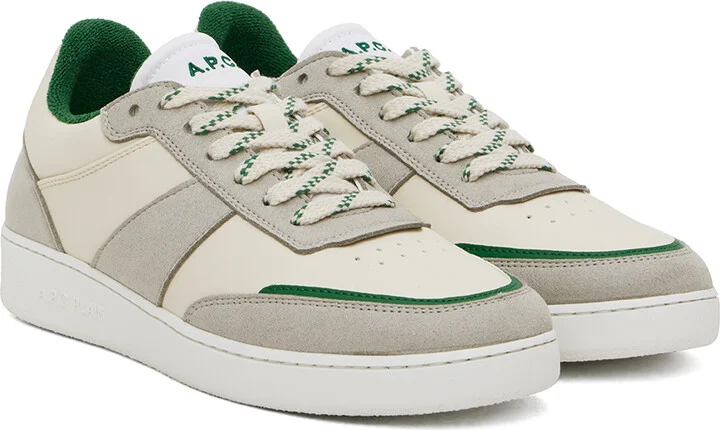 A.P.C. White & Gray Plain Sneakers - Image 4