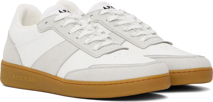 A.P.C. White & Gray Plain Sneakers - Image 4