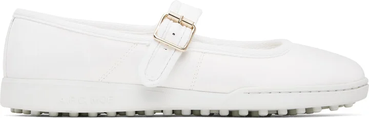 A.P.C. White Moe Mary Jane Ballerina Flats