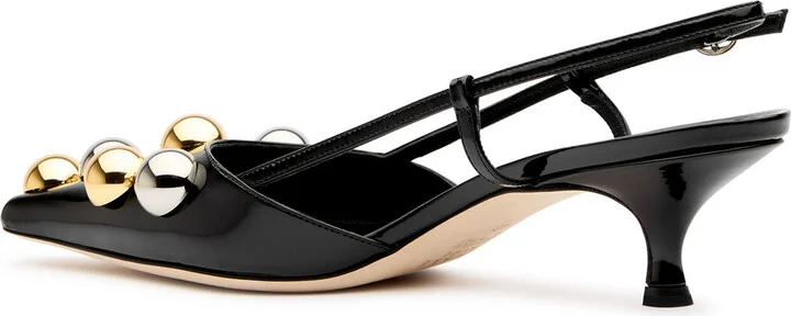 A.W.A.K.E Mode Rita 65 Embellished Leather Slingback Pumps - Image 2