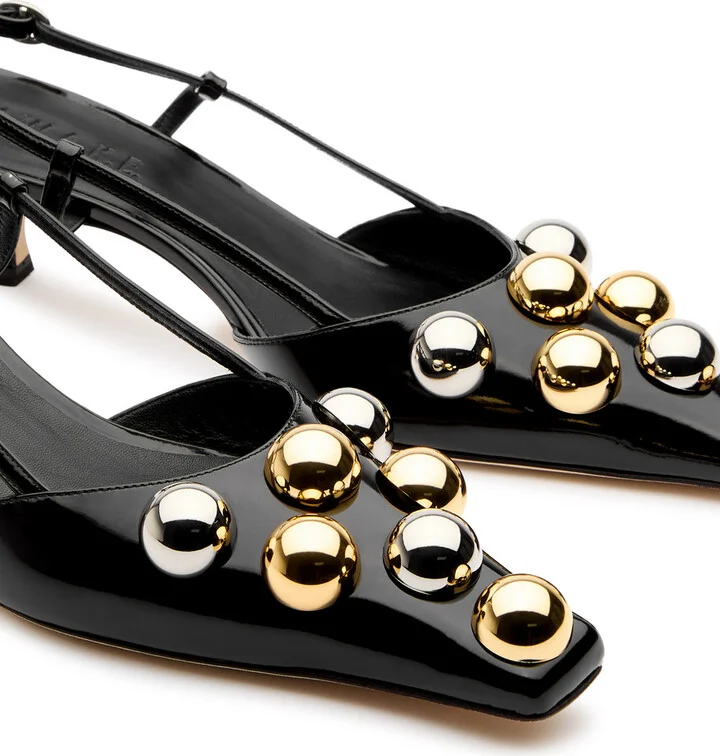 A.W.A.K.E Mode Rita 65 Embellished Leather Slingback Pumps - Image 3