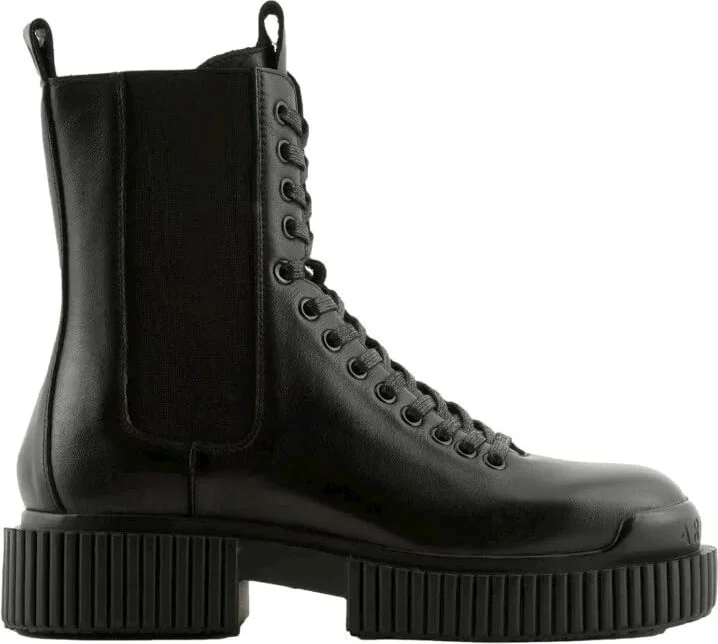 A | X ARMANI EXCHANGE Armani Exchange Women's Chunky Sole Leather Lace Up Combat Boot