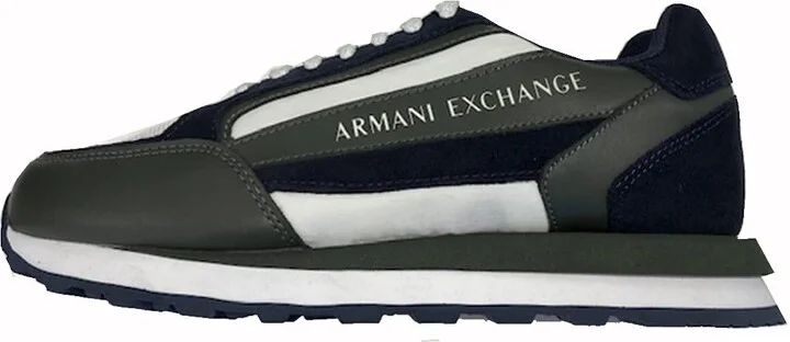 A|X Armani Exchange Men's Texturized Leather Suede Mesh Nylon Logo Sneaker