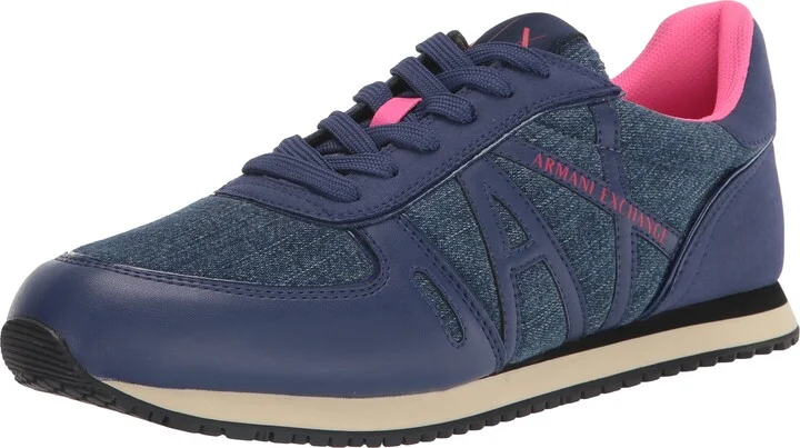 A|X Armani Exchange Women's Texturized Suede & Mesh Logo Sneaker