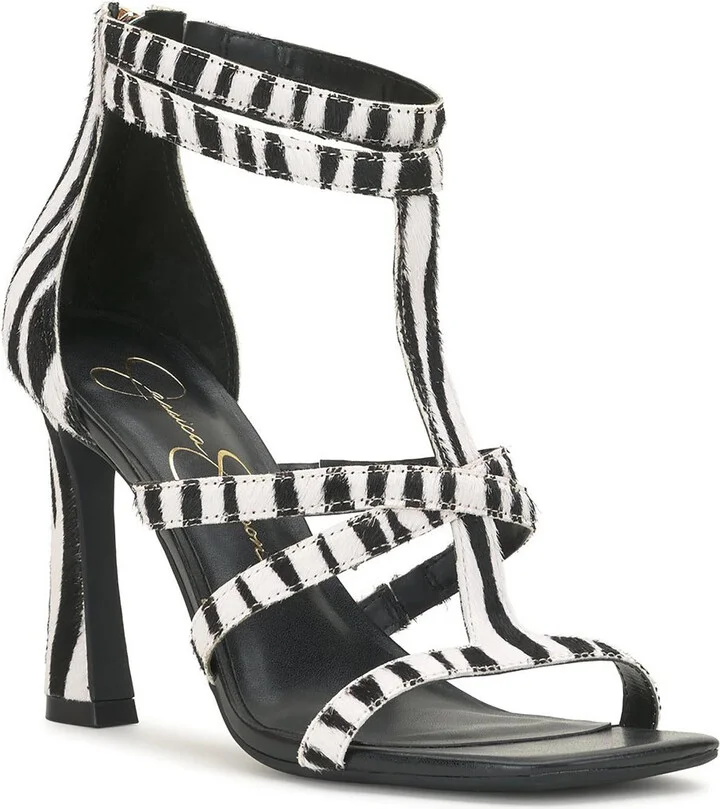 Aaralyn Womens Calf Hair T-Strap Heels
