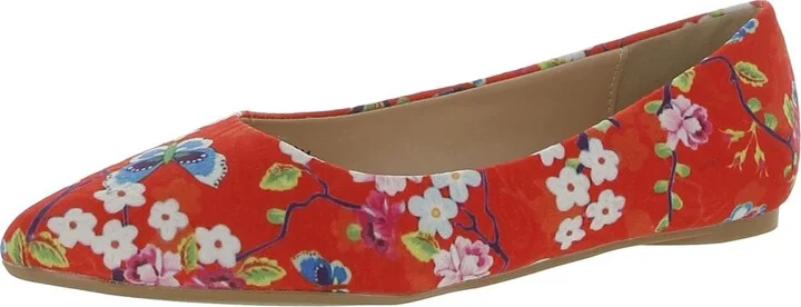 Aaron SF Womens Floral Slip On Ballet Flats