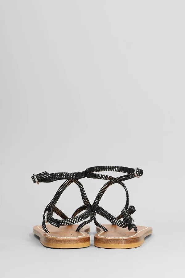 Abaki F Flats In Black Leather - Image 4