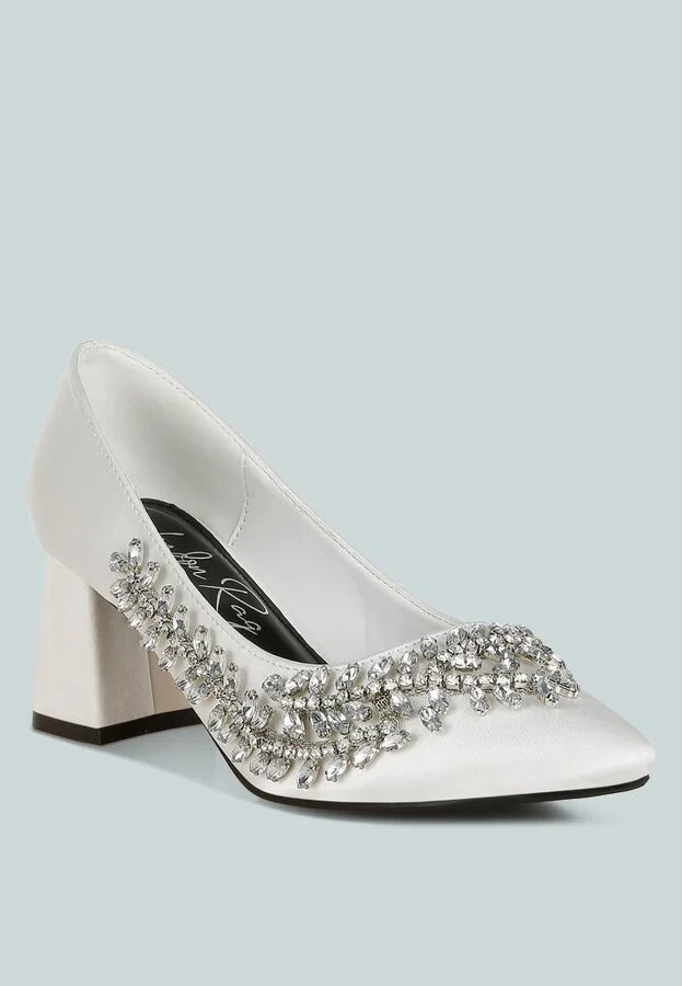 Abatina Satin Diamante Embellished Pumps - Image 2