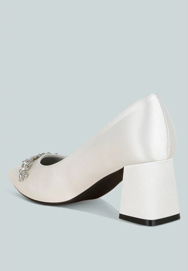 Abatina Satin Diamante Embellished Pumps - Image 3