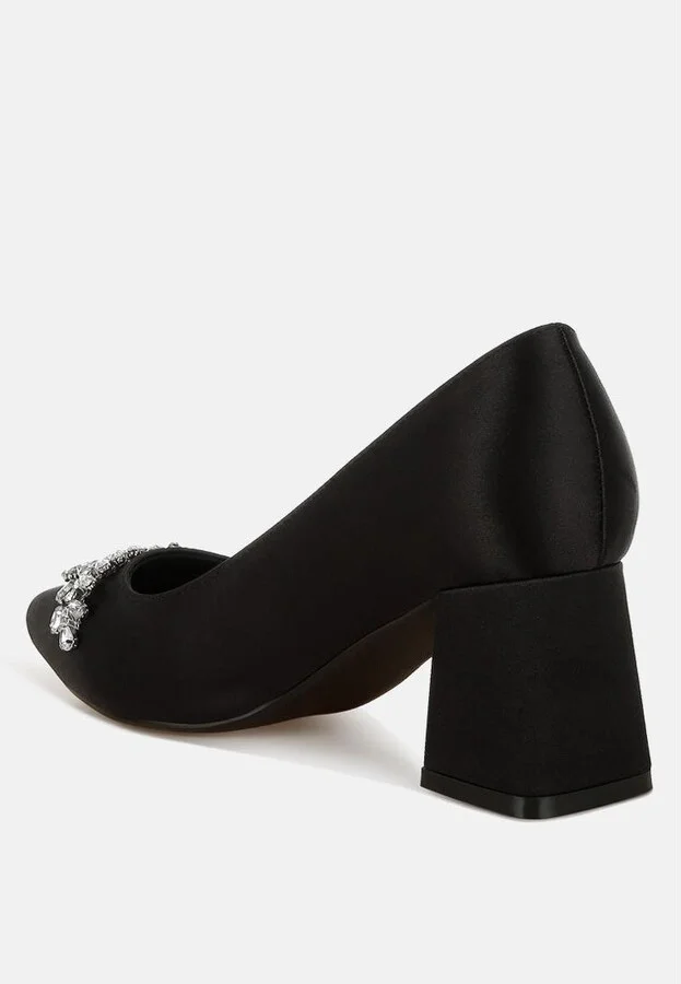 Abatina Satin Diamante Embellished Pumps - Image 4