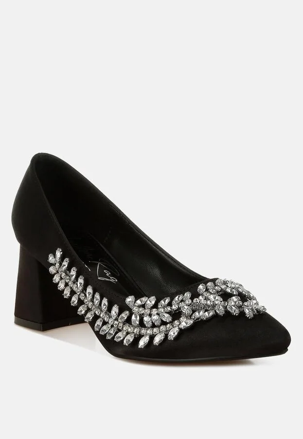 Abatina Satin Diamante Embellished Pumps - Image 5