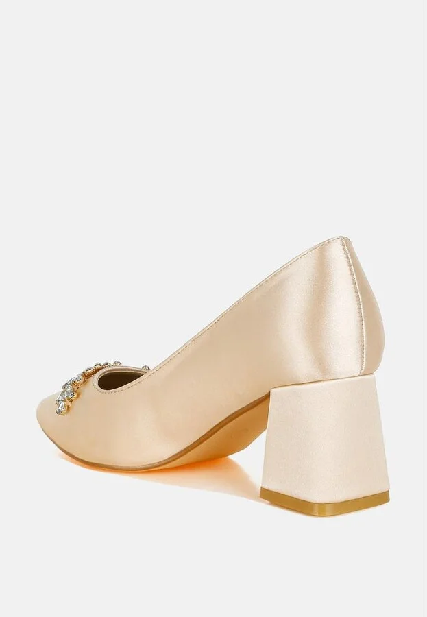 Abatina Satin Diamante Embellished Pumps - Image 6