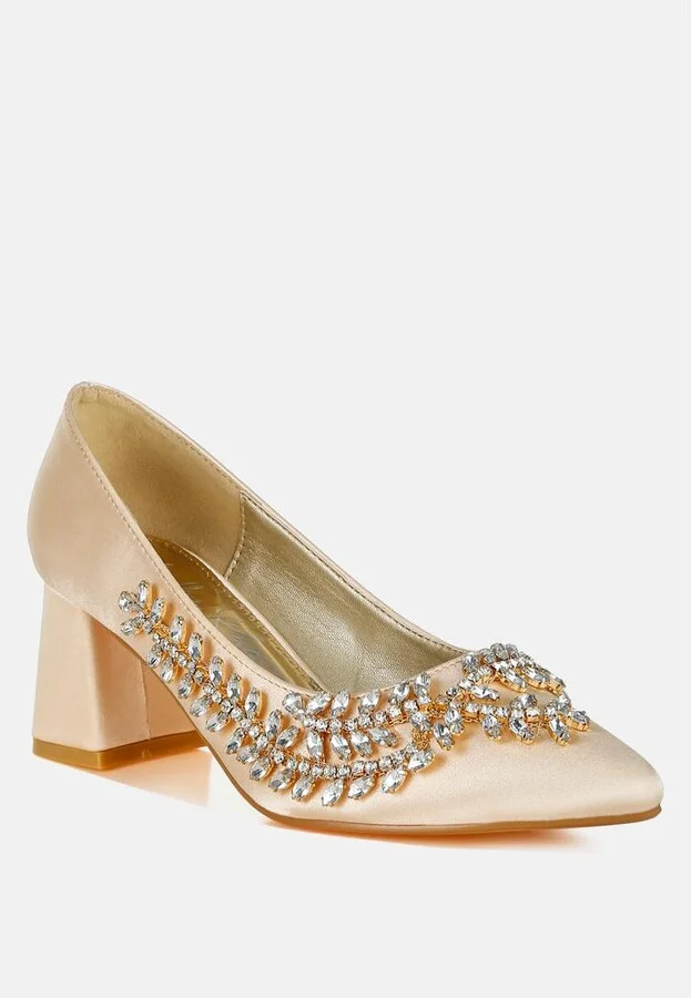 Abatina Satin Diamante Embellished Pumps - Image 7