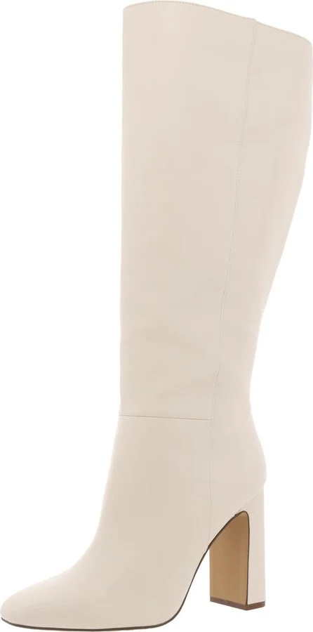 Abbey Womens Faux Leather Block Heel Knee-High Boots