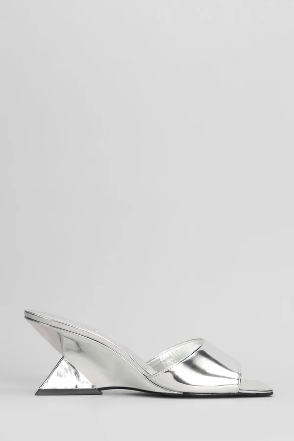 Abbie Sculpt Slipper-mule In Silver Leather