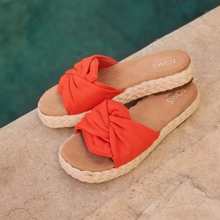Abby Slide Flatform Espadrille Sandal Flame Beachside Woven - Image 3