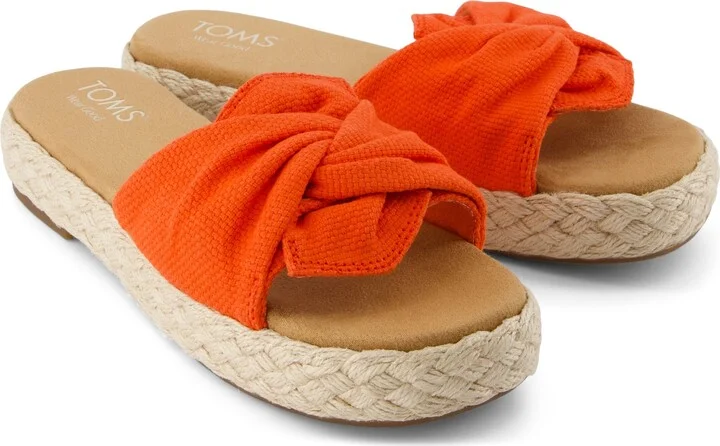 Abby Slide Flatform Espadrille Sandal Flame Beachside Woven - Image 4