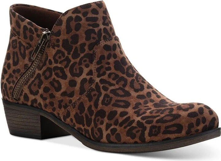 Abby Womens Faux Suede Block Ankle Boots