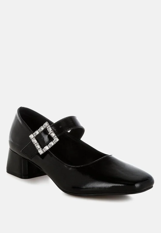 Abeba Diamante Brooch Metallic Mary Jane Pumps - Image 2