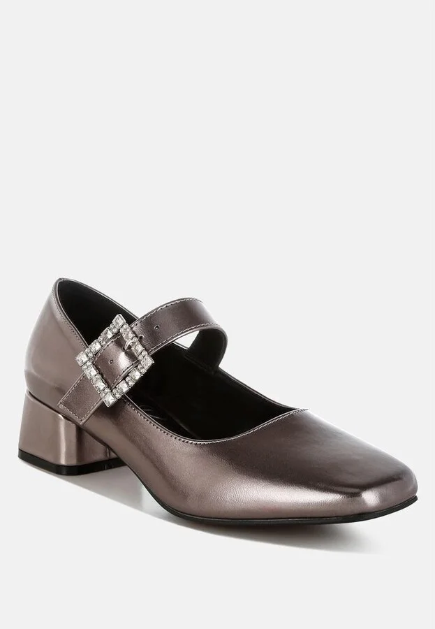 Abeba Diamante Brooch Metallic Mary Jane Pumps - Image 4