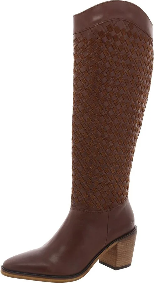 Abeny Womens Cut-Out Leather Knee-High Boots