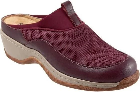 Aberdeen Mule Womens 10.5 Burgundy Leather Slip On Comfort Shoes KHD751