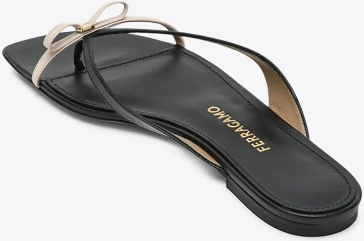 Abibi Mini Bow Leather Flip-Flops - Image 2