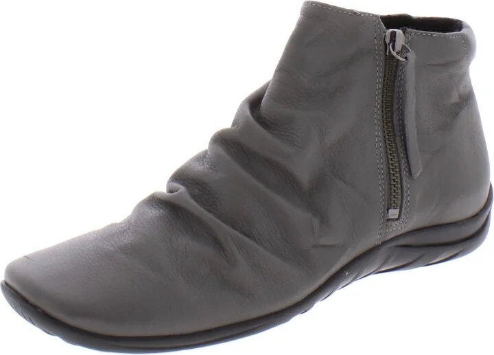 Abigail Womens Leather Ruched Ankle Boots