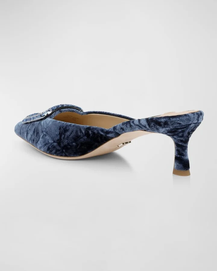 Abigayl Velvet Buckle Mule Pumps - Image 5