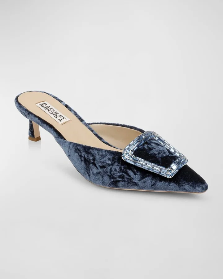 Abigayl Velvet Buckle Mule Pumps - Image 8