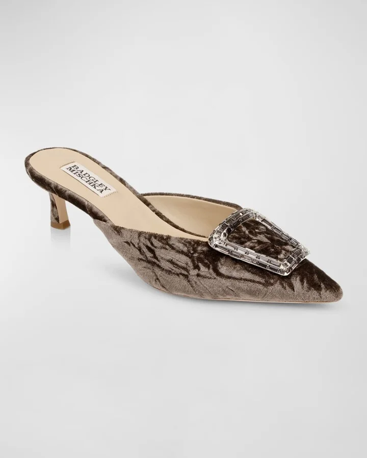 Abigayl Velvet Buckle Mule Pumps - Image 9