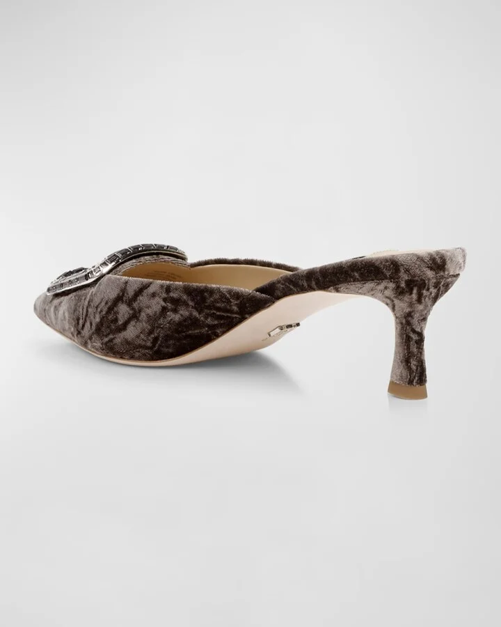 Abigayl Velvet Buckle Mule Pumps - Image 11